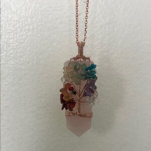 Rose Quartz Gemstone Cluster Necklace